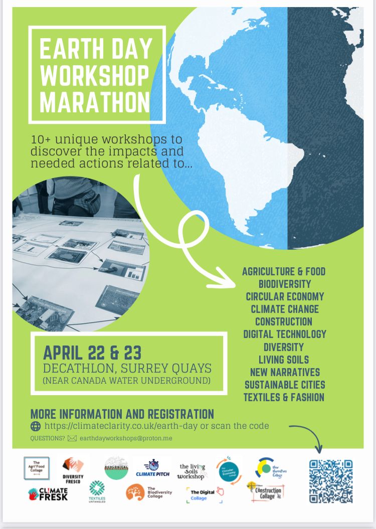 Earth Day Workshop Marathon les 22 et 23 avril à Surrey Quays